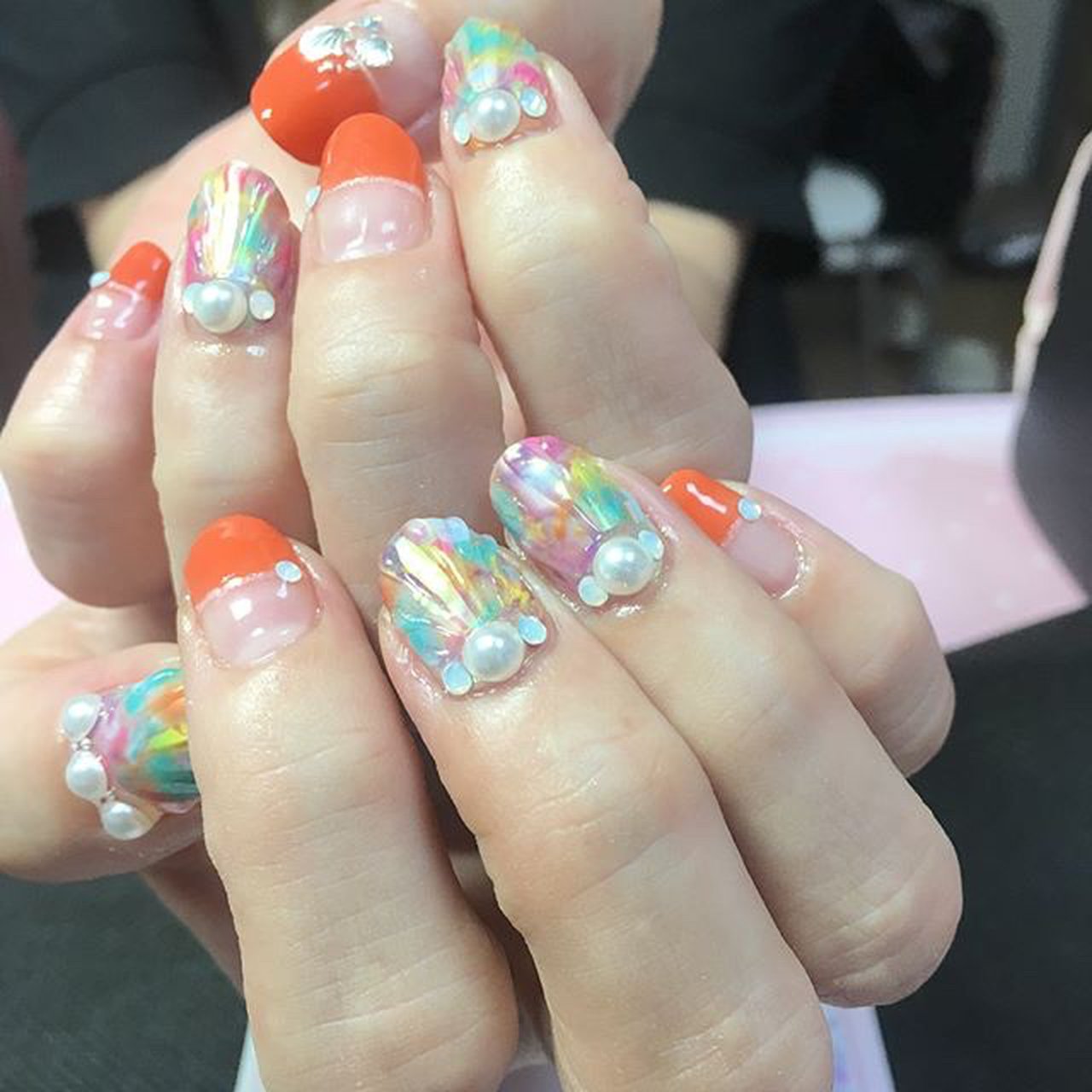 夏 海 女子会 ハンド シェル Nailsalon School Ankh芦屋のネイルデザイン No ネイルブック