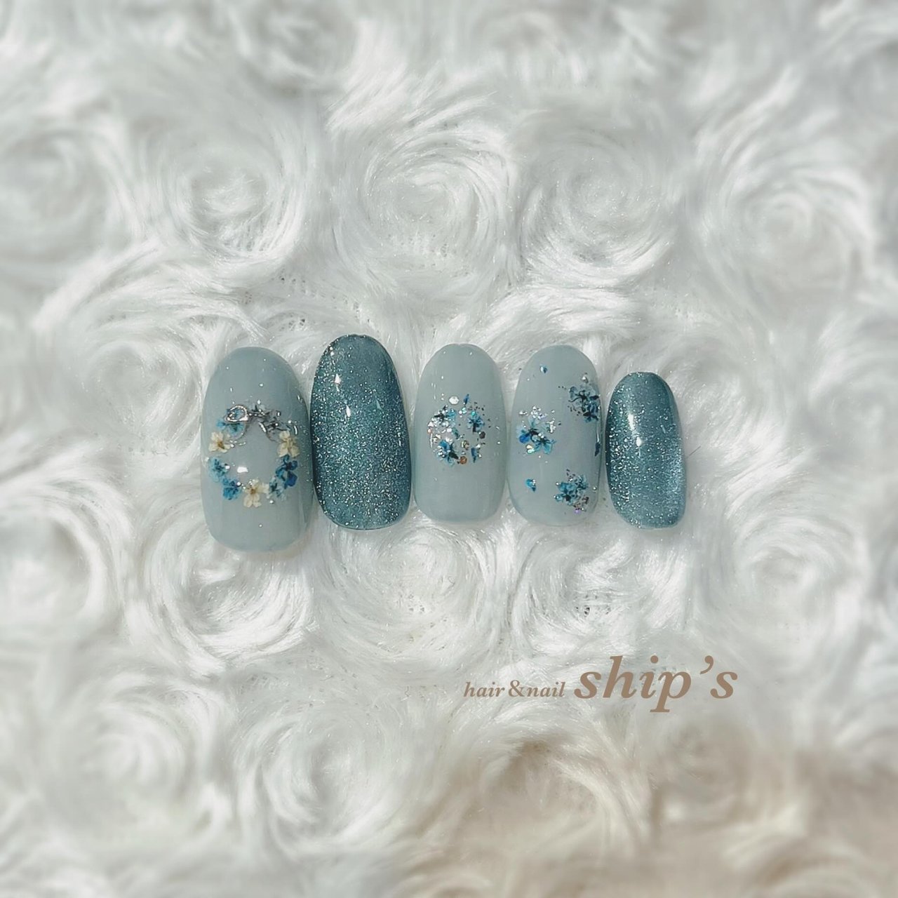 春/フラワー/マグネット/押し花/水色 - ship