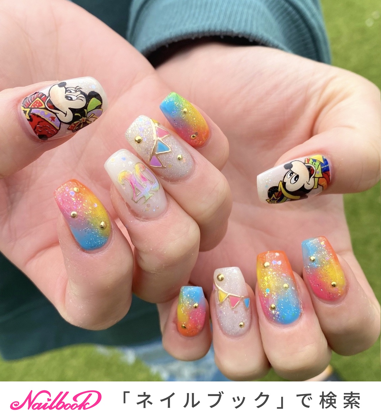サイズオーダー】ネイルチップ/ディズニーネイル/ミッキー/40周年