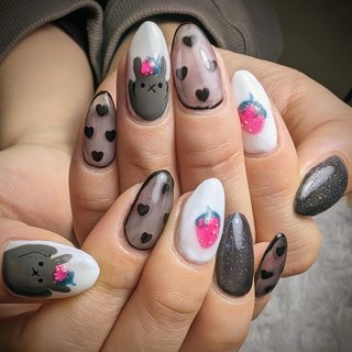 3dネイルパーツ うさぎ いちご リボン ネイルパーツ