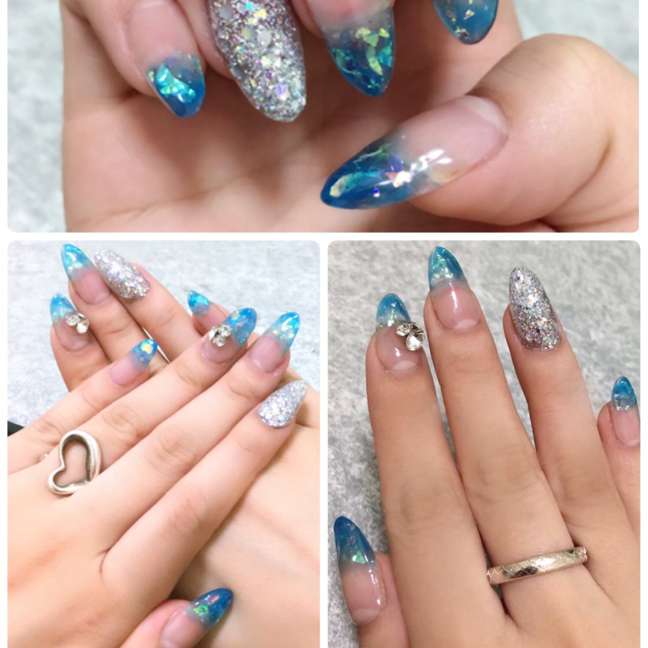 オーダー専】サブカル グラデーション ネイルチップ ブルー 肉球