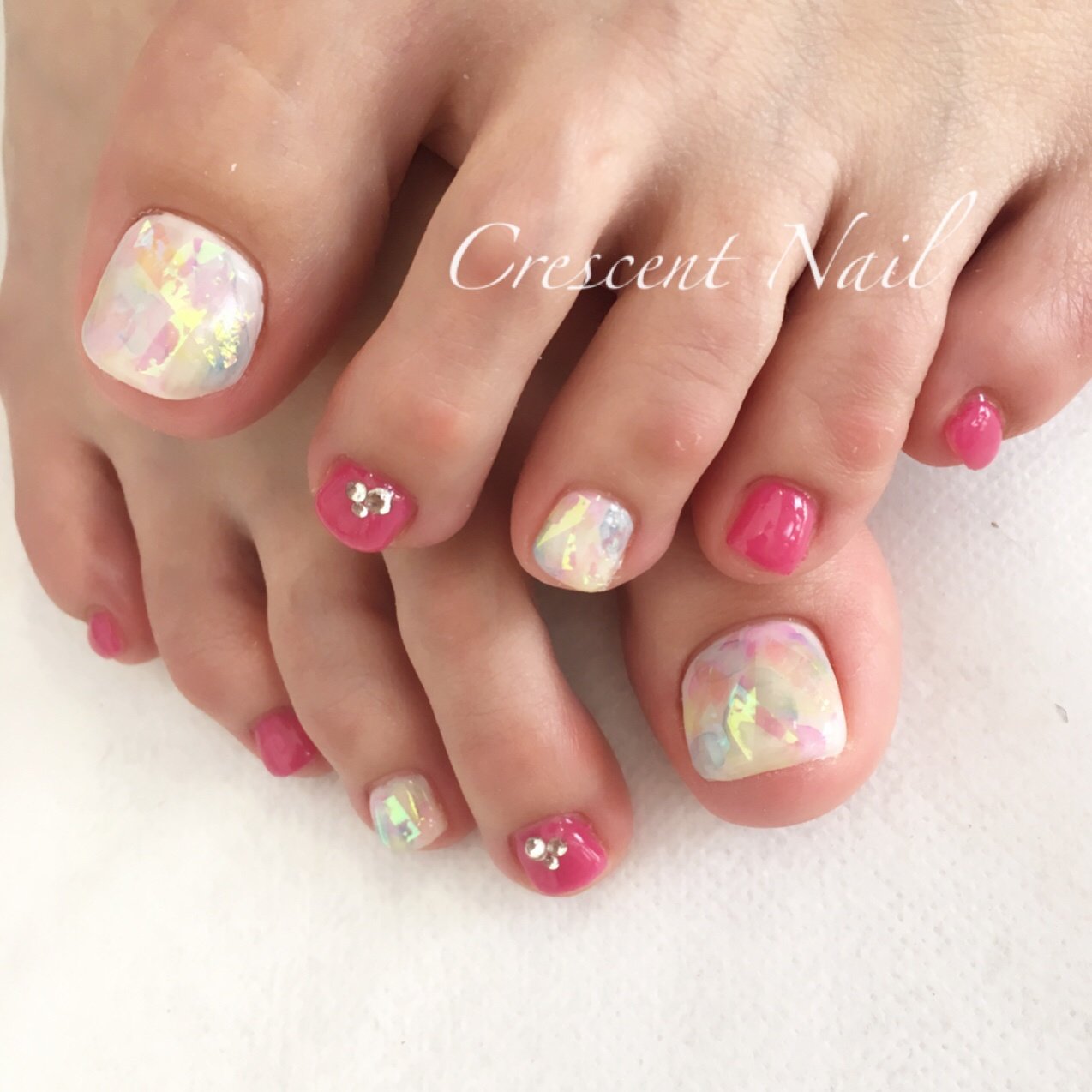 フット オーロラ ピンク カラフル ジェル Crescent Nail クレセントネイルのネイルデザイン No ネイルブック