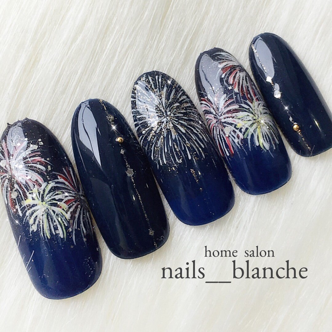 夏 浴衣 デート ハンド シンプル Nails Blanche Yukaのネイルデザイン No 2355478 ネイルブック