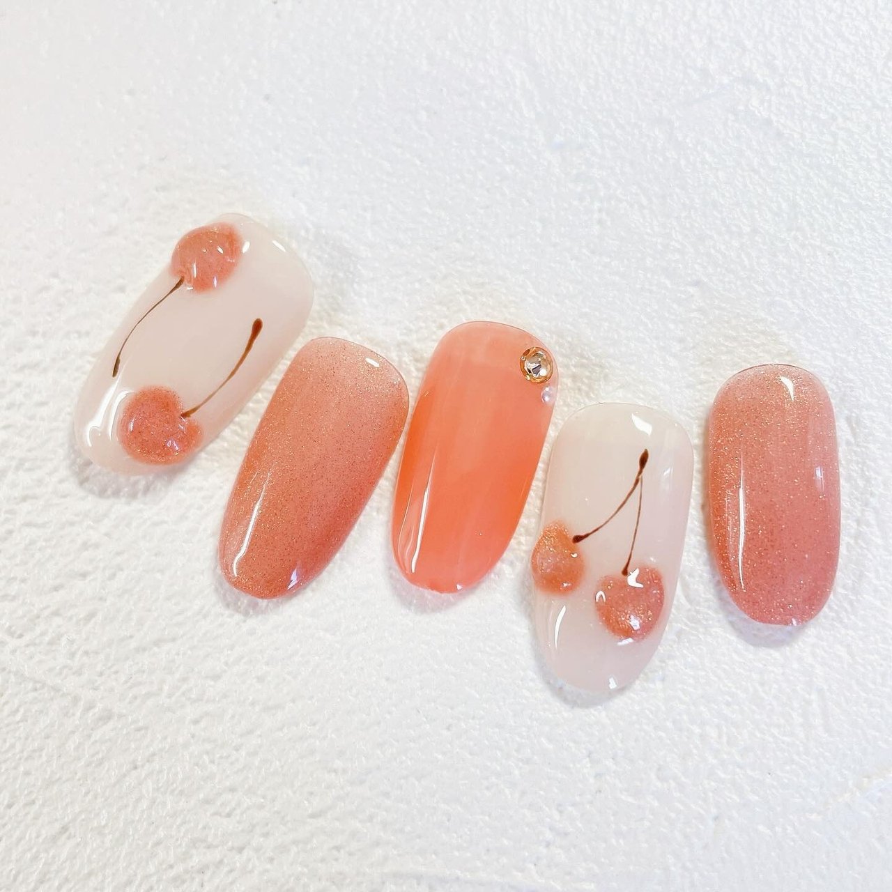 ネイルチップ オーダー さくらんぼ フルーツ ぷっくり ガーリー マグネット ネイルチップ オーダー さくらんぼ フルーツ ぷっくり ガーリー