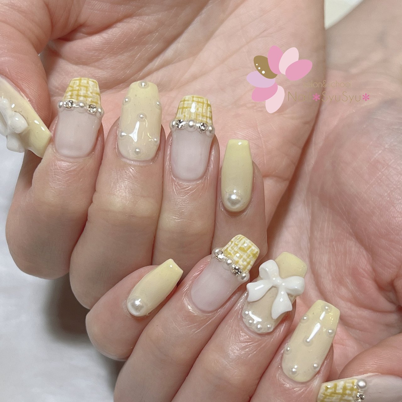 冬/ツイード/リボン/イエロー - Nail✽SyuSyu✽ネイルシュシュのネイル