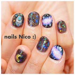 おすすめ順 旅行 海外旅行 宇宙柄ネイルのネイルデザイン ネイルブック