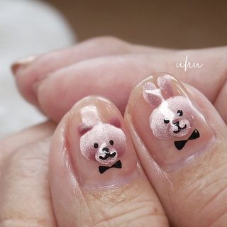 痛ネイル/ゴールド/うさぎのネイルデザイン｜ネイルブック 