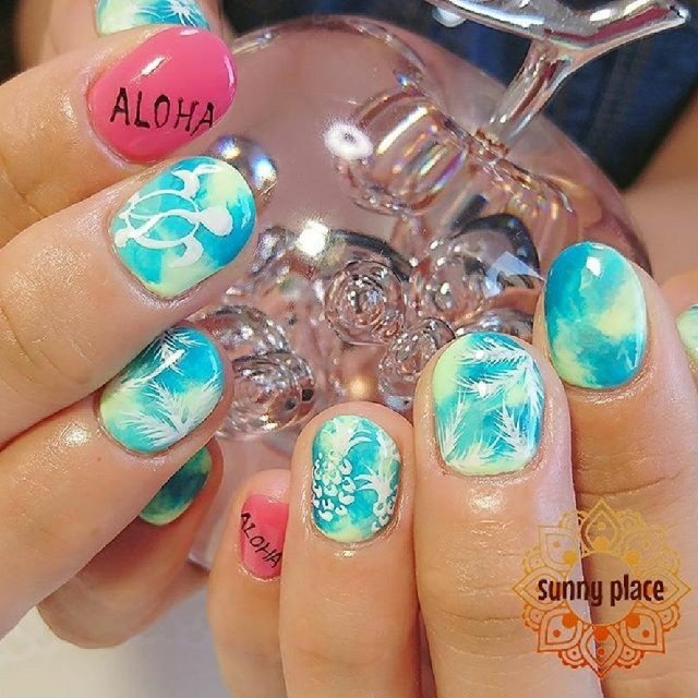 夏 海 リゾート ハンド タイダイ 入間市 Sunnyplace Nailのネイルデザイン No ネイルブック