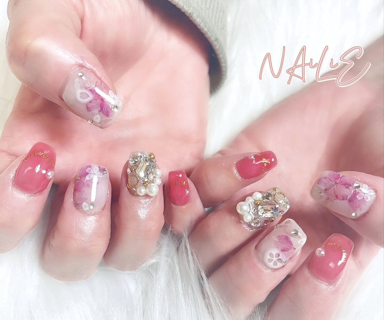 春/入学式/オフィス/フラワー/キラキラ - ☆mariko☆ NAiLiEのネイル 