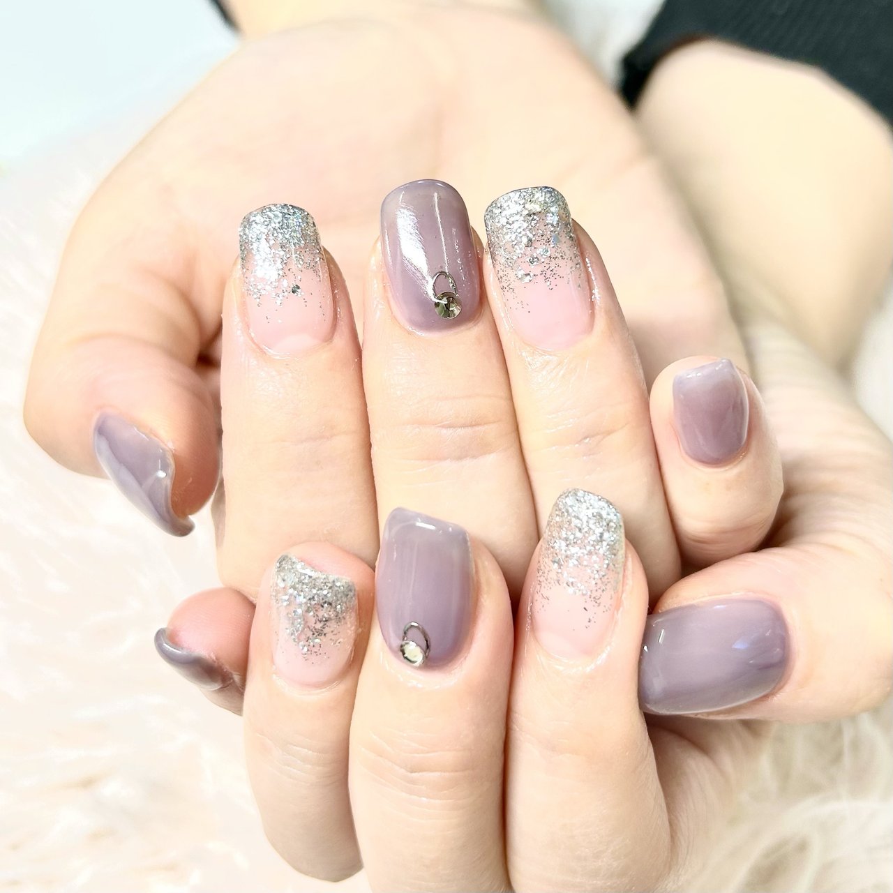 冬/ハンド/ラメ/キラキラ/ミディアム - La-＊NAIL_youkoのネイル