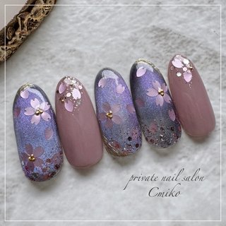 人気順｜桜/パープル/#マグネットネイルのネイルデザイン｜ネイルブック