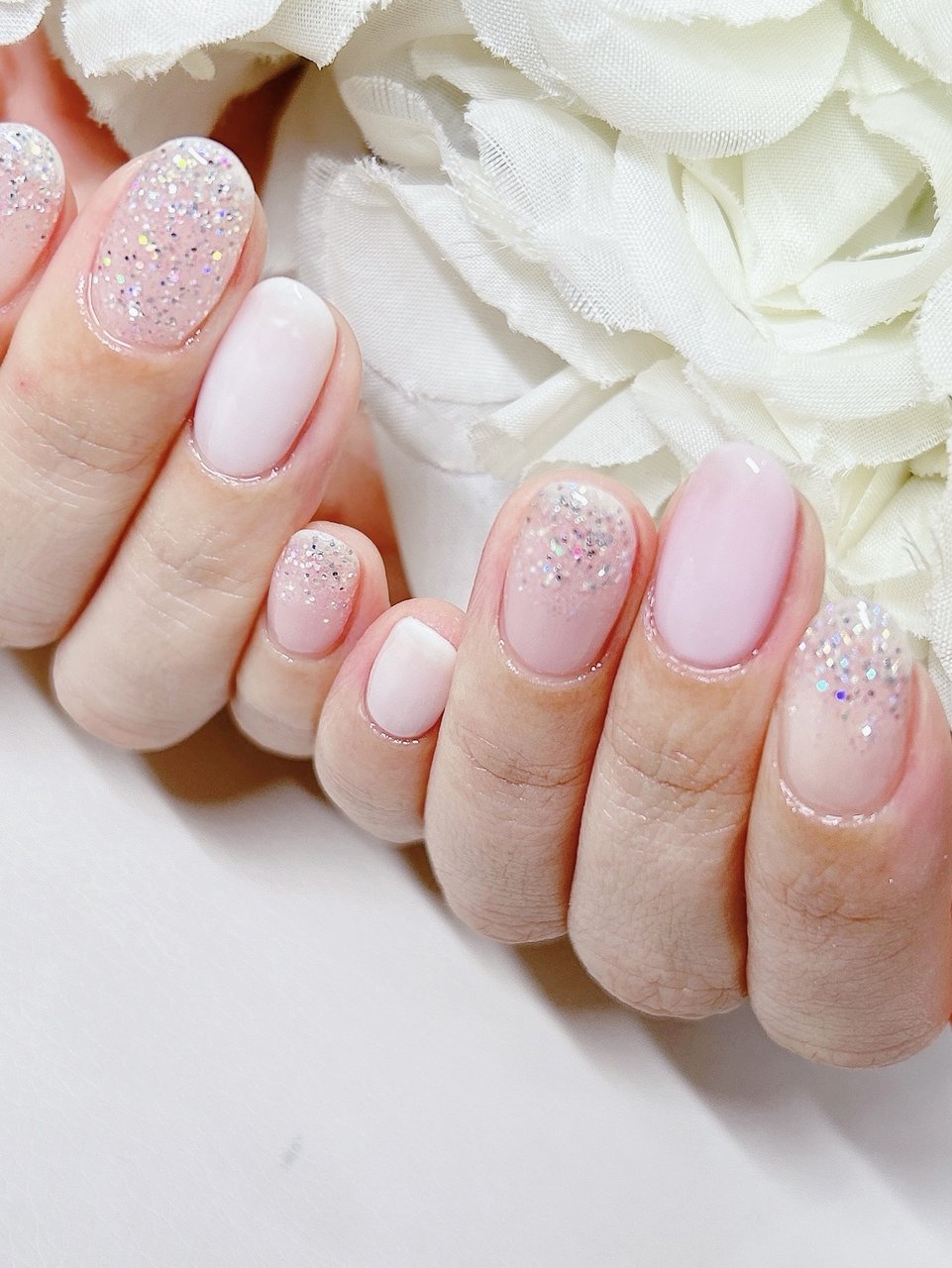 ハンド/ラメ/ワンカラー/オーロラ/ミディアム - あめちゃんの