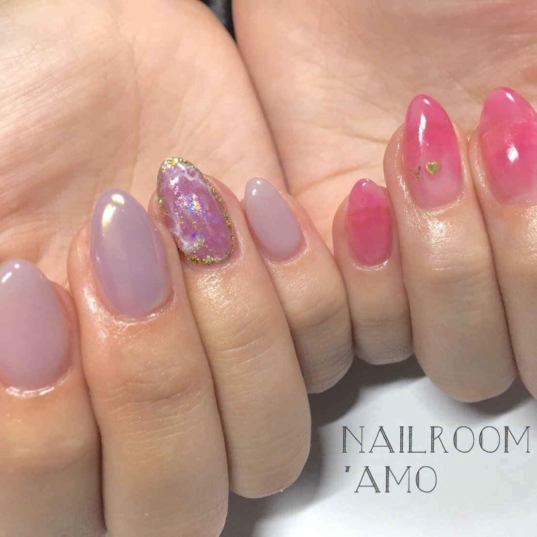 ハンド ミディアム クリア ピンク パープル Nail Room Amoのネイルデザイン No ネイルブック