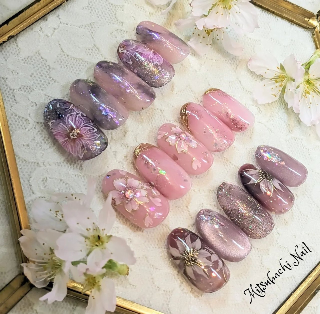 春/ハンド/フラワー/ニュアンス/マグネット - mitsubachi_nailのネイル