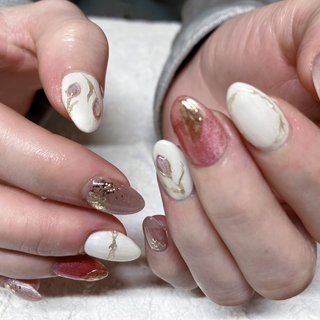 ミラー/ぷっくり/チューリップのネイルデザイン｜ネイルブック 