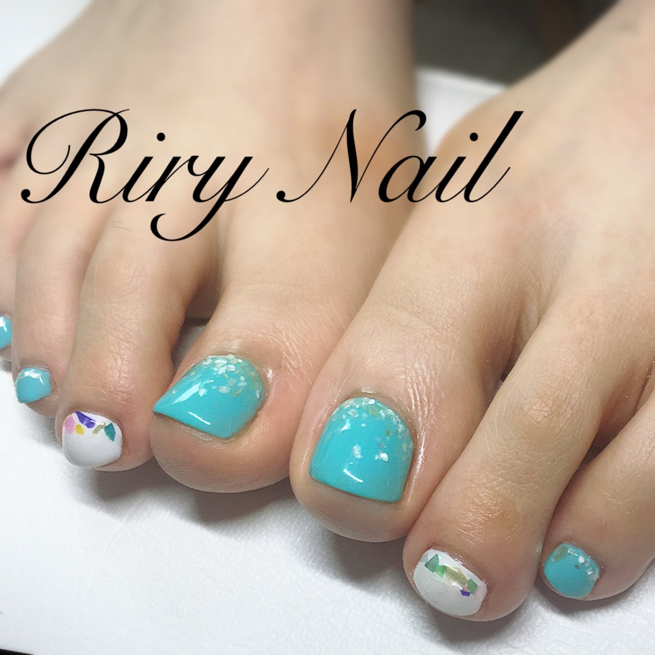 Foot Nail 夏っぽくターコイズ Nailネイルジェルネイルシンプル