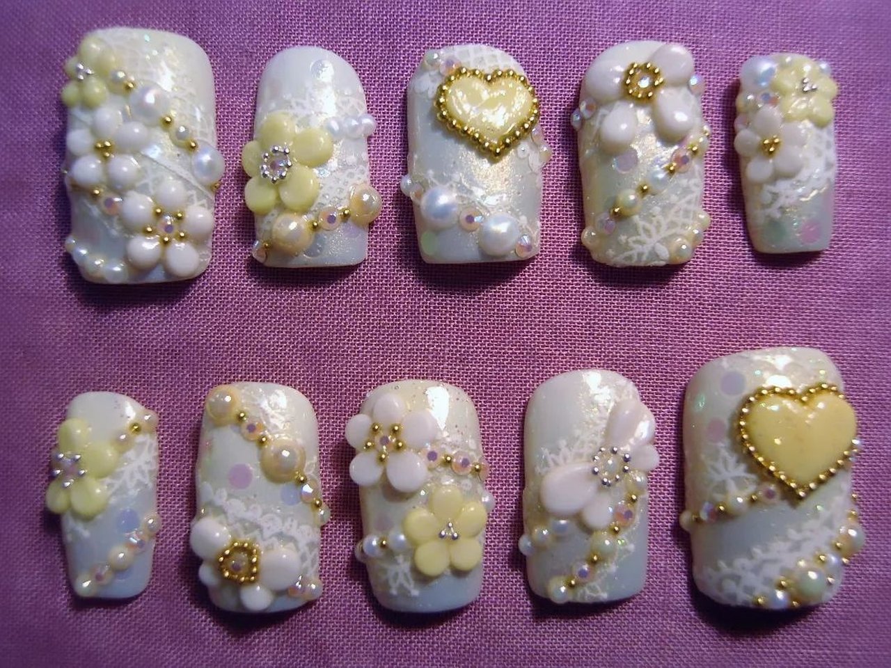 ブライダル/ハート/パール/リボン/レース - 青凛のネイルデザイン[No  