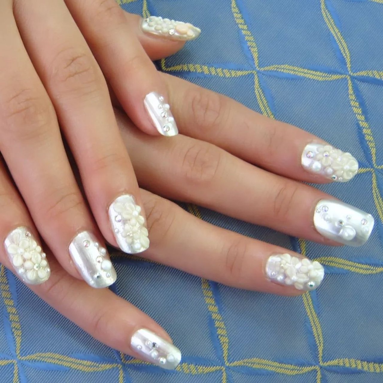 ブライダル/パール/キラキラ/ホワイト - 青凛のネイルデザイン[No