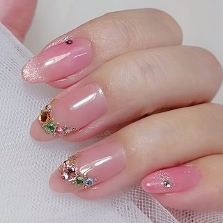 人気順｜#ストーンフレンチネイルのネイルデザイン｜ネイルブック