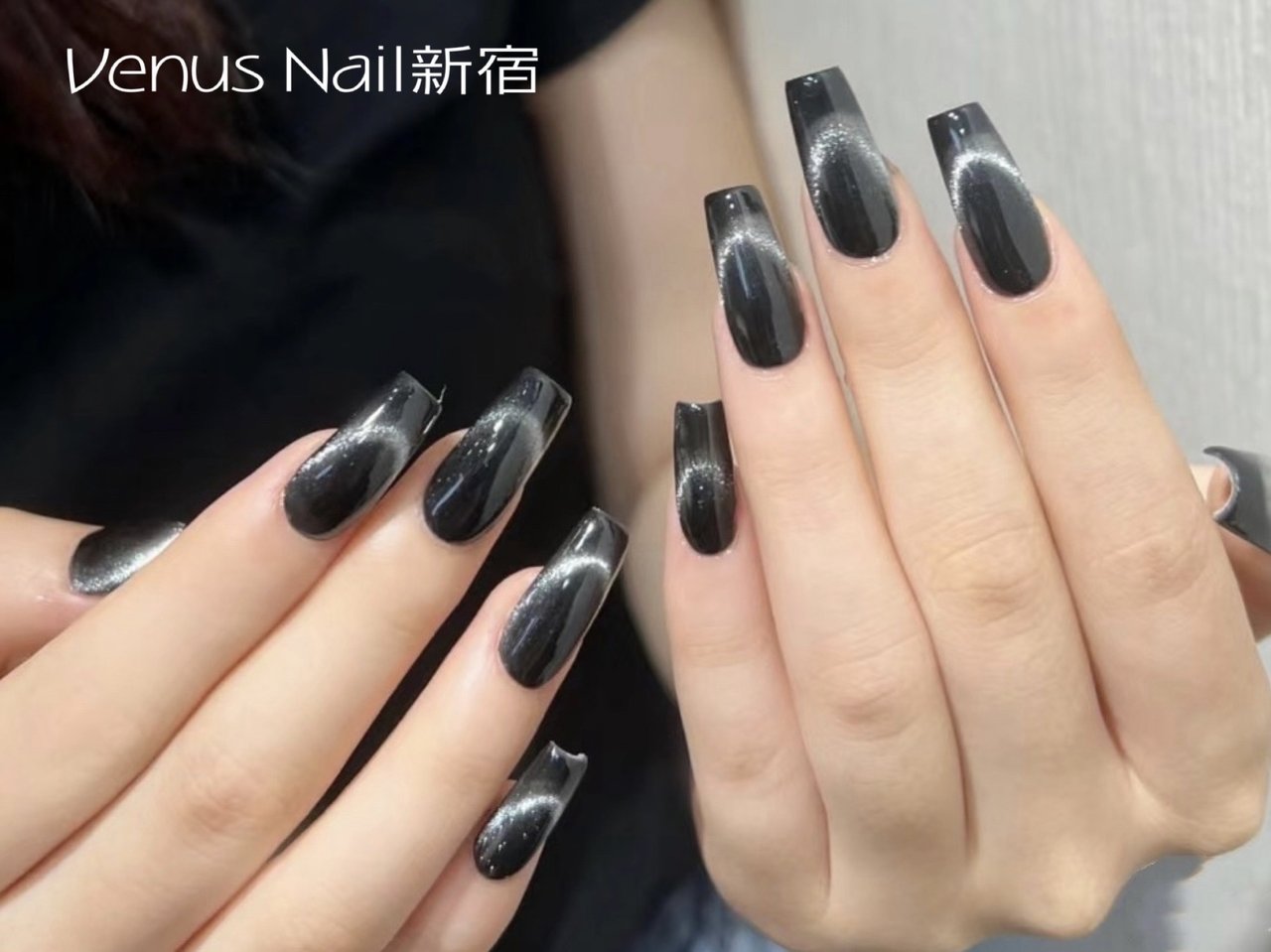 スクエア/ブラック/ジェルネイル - Venus Nail新宿駅西5分のネイル