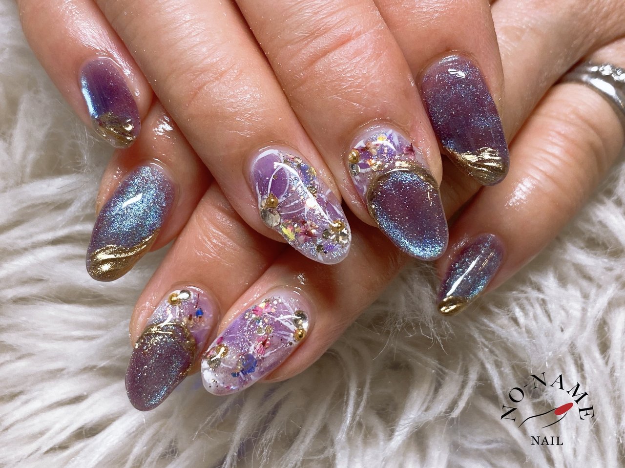 ハンド/マグネット/パープル/ジェルネイル/お客様 - sonomiのネイル