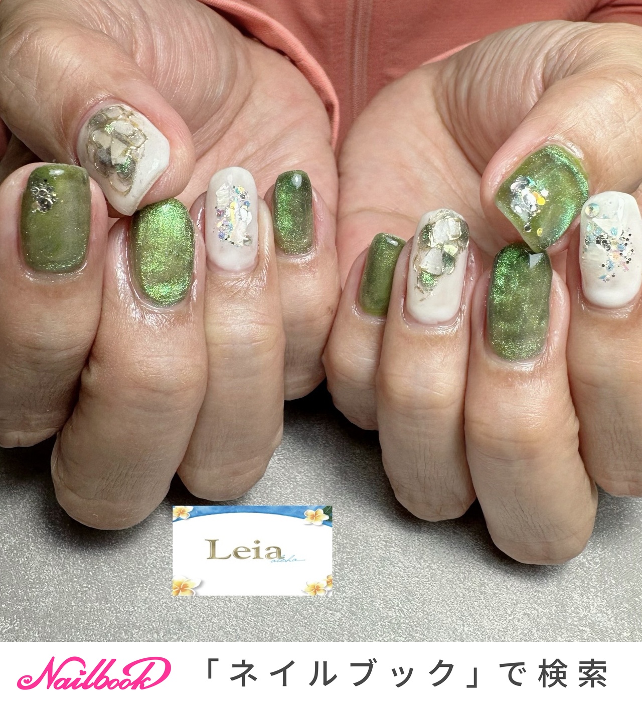 ネイルチップ スワロフスキー フラワー シェル ニュアンス ♡A Nail