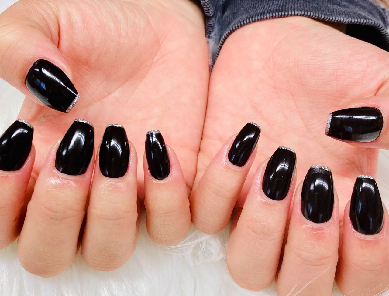 ハンド/シンプル/ワンカラー/ブラック/ゴールド - nailsalon