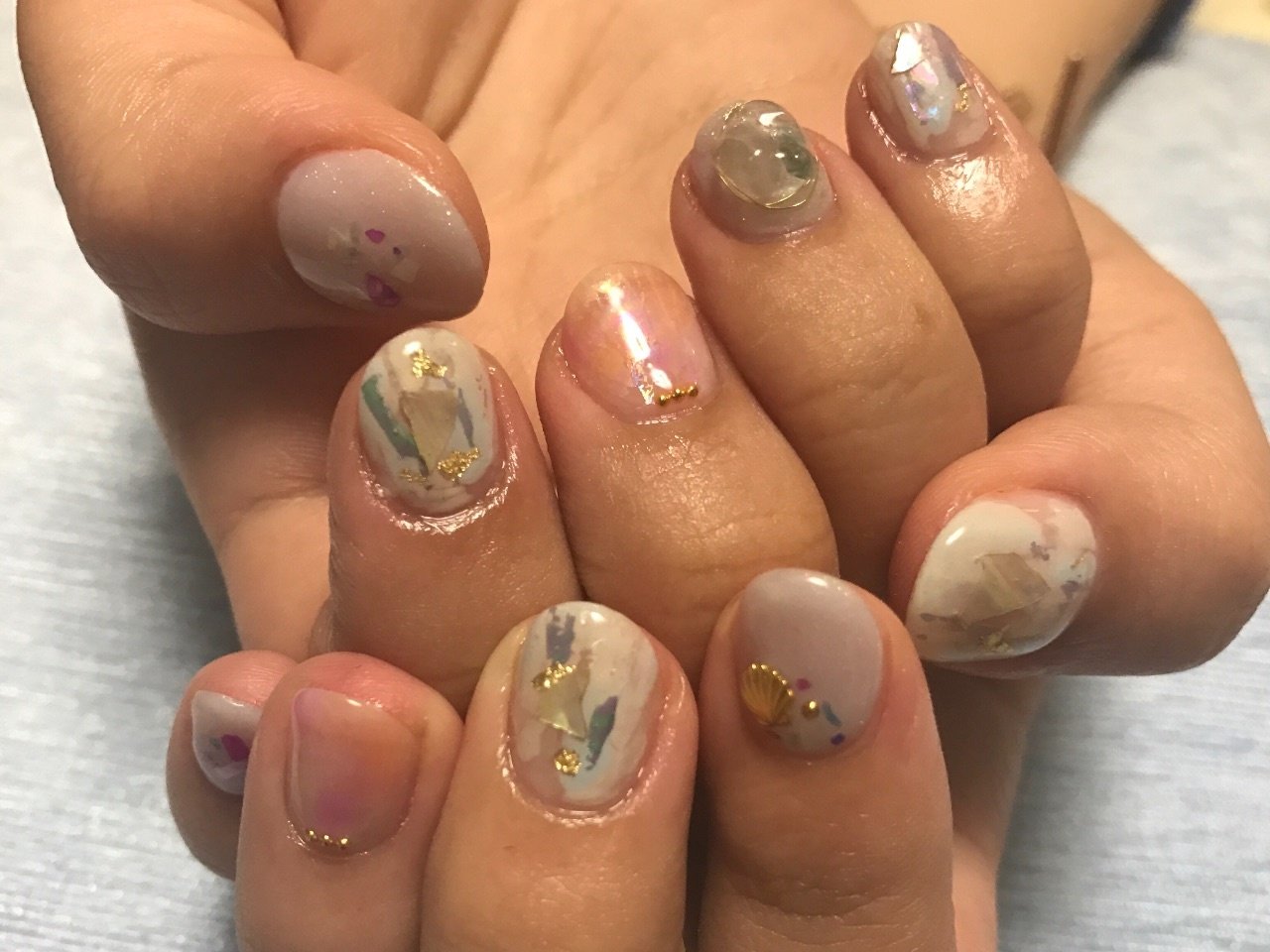 ハンド ニュアンス ショート オレンジ パープル Hknailのネイルデザイン No 2372925 ネイルブック