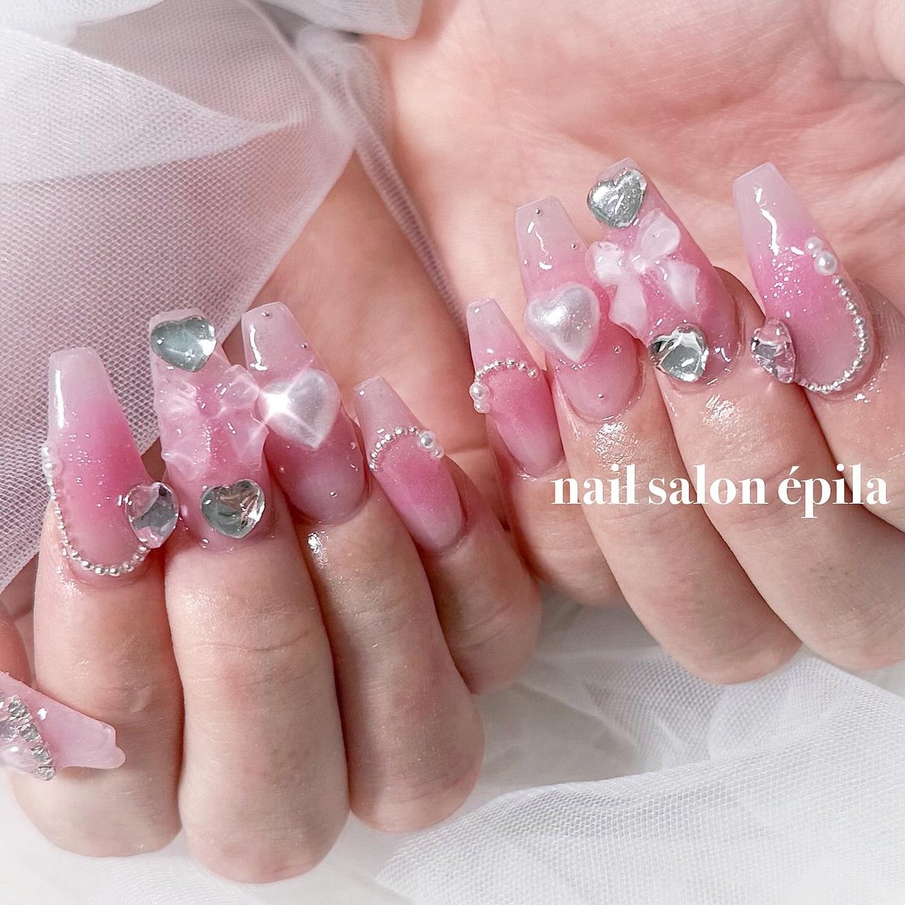 ネイルチップ ワンホン シルク 薔薇 ビジュー ネイルチップ ワンホン シルク 薔薇 ビジュー