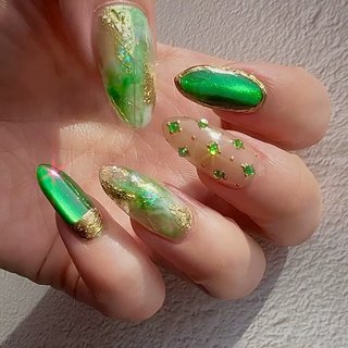 ネイルチップ ニュアンス 緑 ちゅるん フルオーダーネイル オーダー ネイルチップ ニュアンス 緑 ちゅるん フルオーダーネイル オーダー