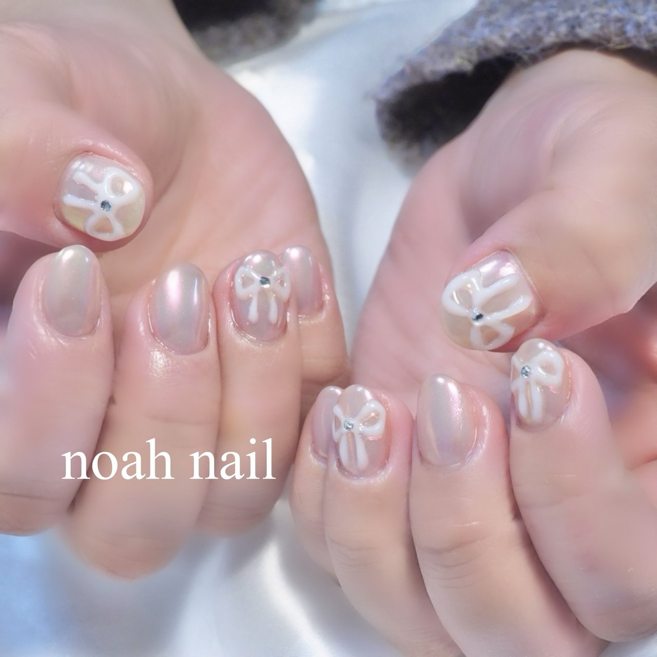 オーロラ/リボン/ぷっくり - ayaka🌈のネイルデザイン[No.8750440