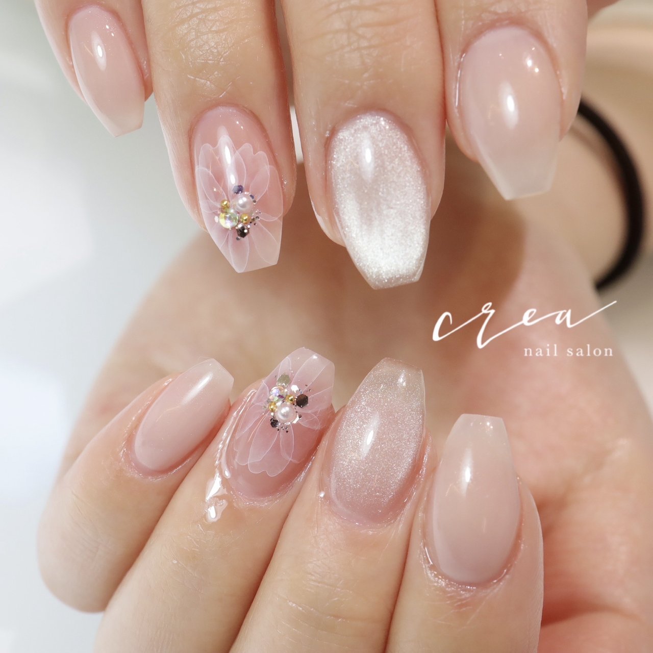 春/入学式/ハンド/フラワー/たらしこみ - nailsalon crea 塩田まいの