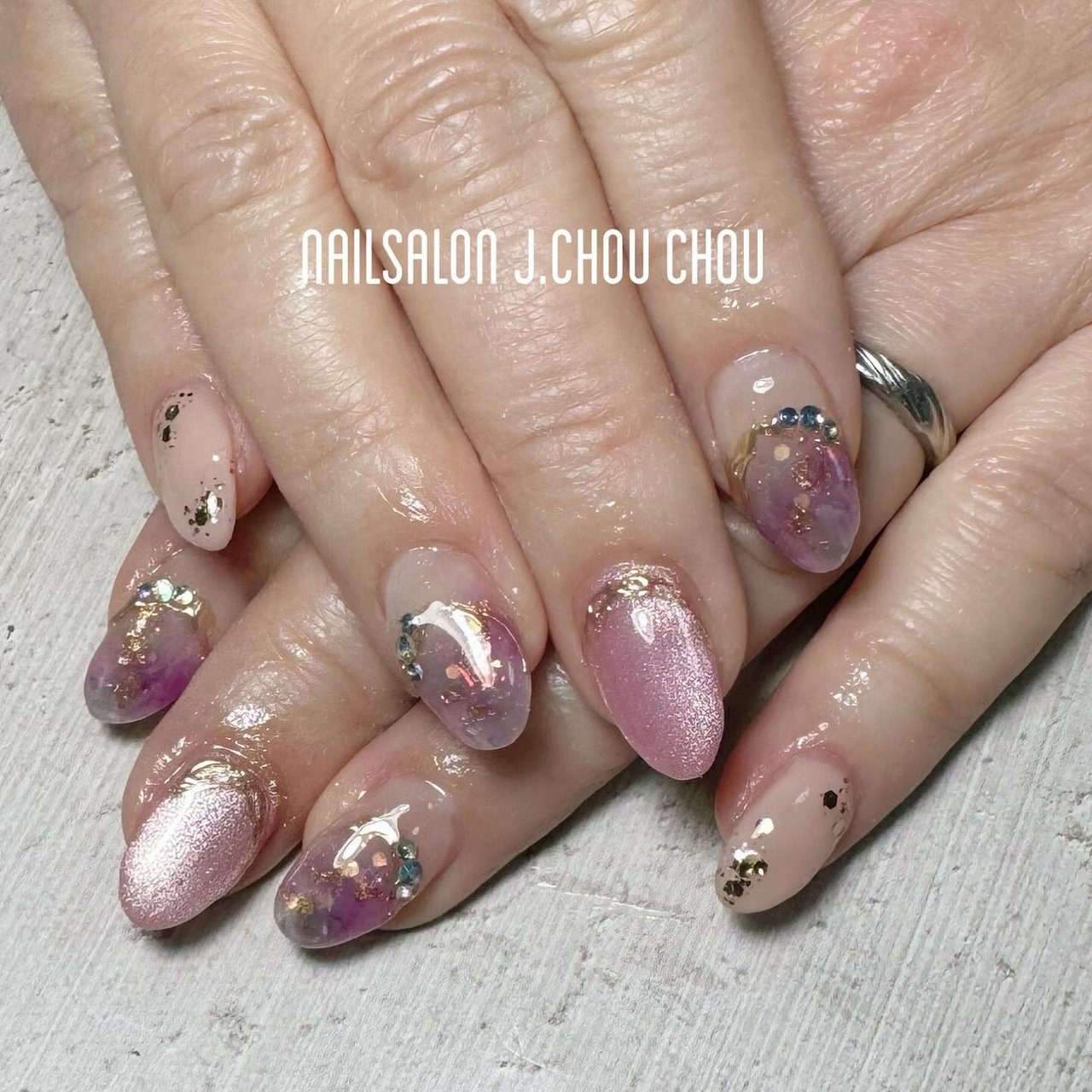 ニュアンス/マグネット/キラキラ/ジェルネイル - J.chou-chou.NAILの