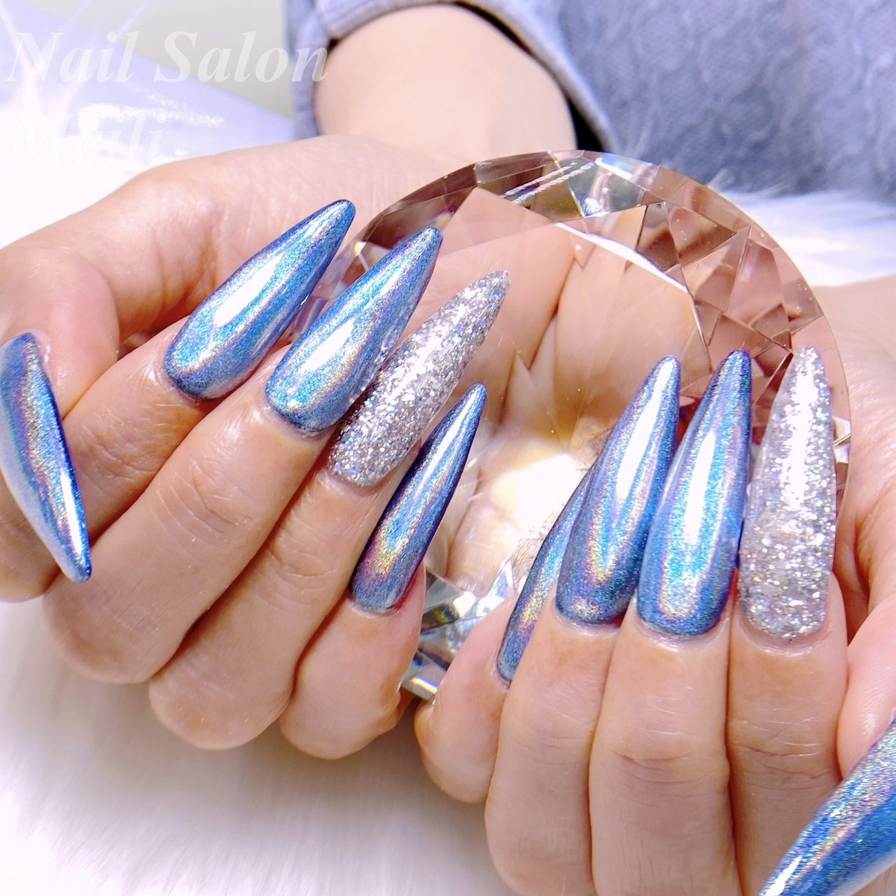オールシーズン/ハンド/ミディアム/水色/ブルー - NAIL SALON MEILI