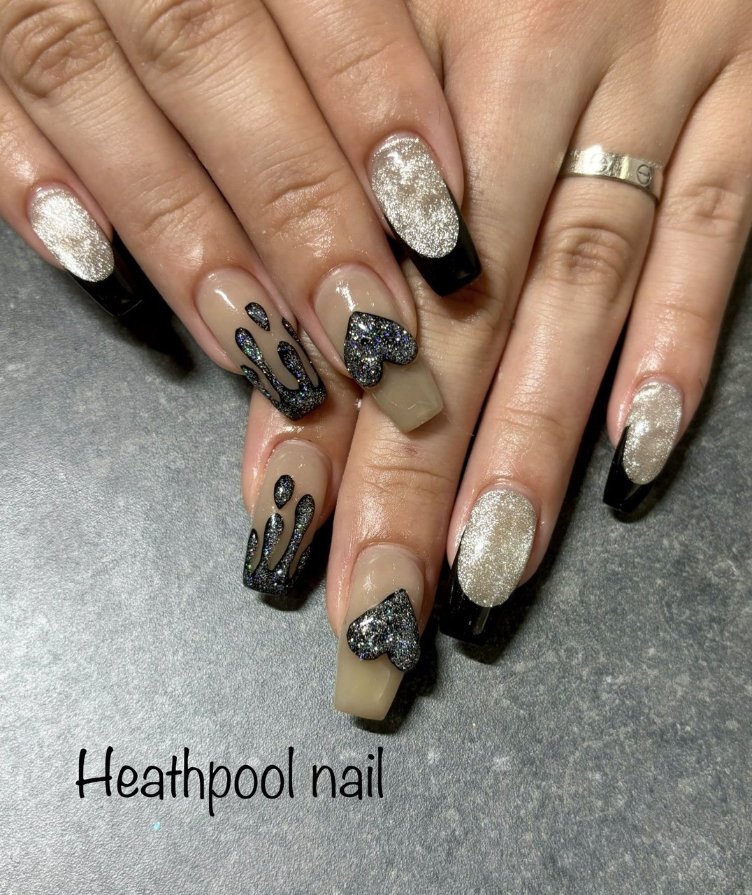 ハンド/フレンチ/ハート/マグネット/ぷっくり - heathpoolnailの