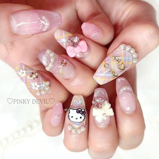 キティ　根付　職業　3セット　スイーツ　アパレル　ネイル キティちゃんグッズのネイルデザイン｜ネイルブック
