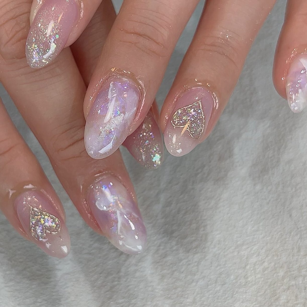 ラメ/大理石/キラキラ/パープル/ジェルネイル Oriのネイルデザイン[No.8769850]｜ネイルブック