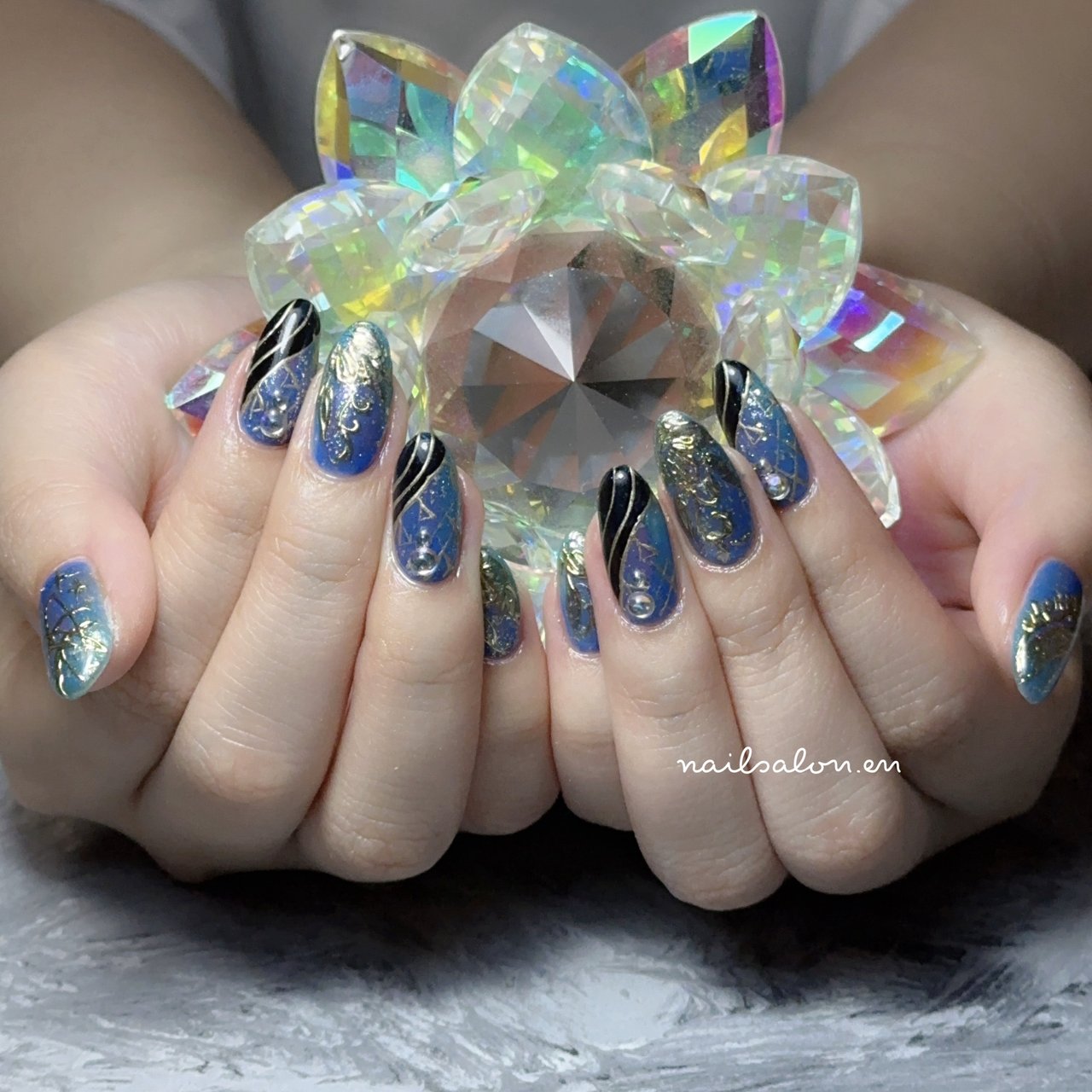 34☆お花のネックレス☆ピンクグレーネイル ネイルチップ（つけ