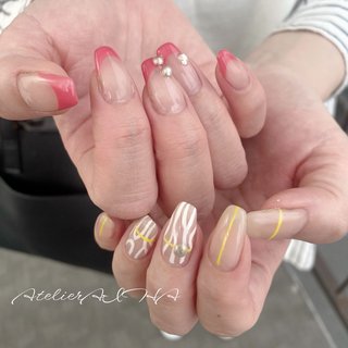  #オールシーズン #ハンド #オーロラ #大人 #ミディアム #スクエア #オレンジ #イエロー #ジェルネイル #atelier_aiha #ネイルブック