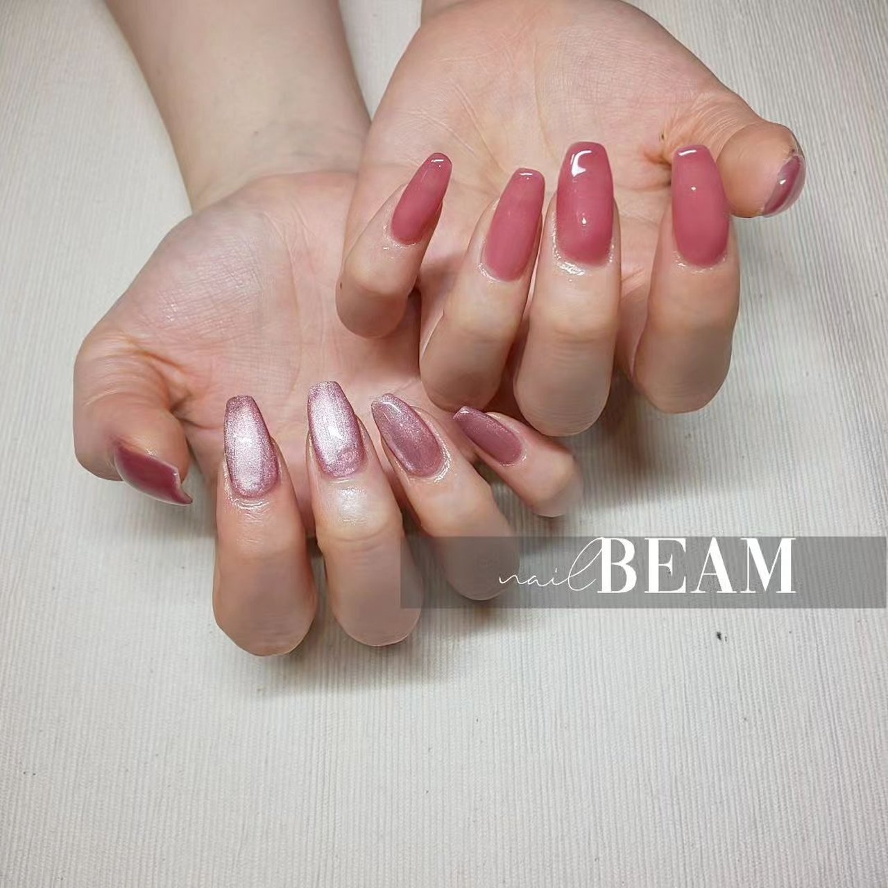 春/ハンド/マグネット/ピンク/スモーキー - nailbeamのネイルデザイン