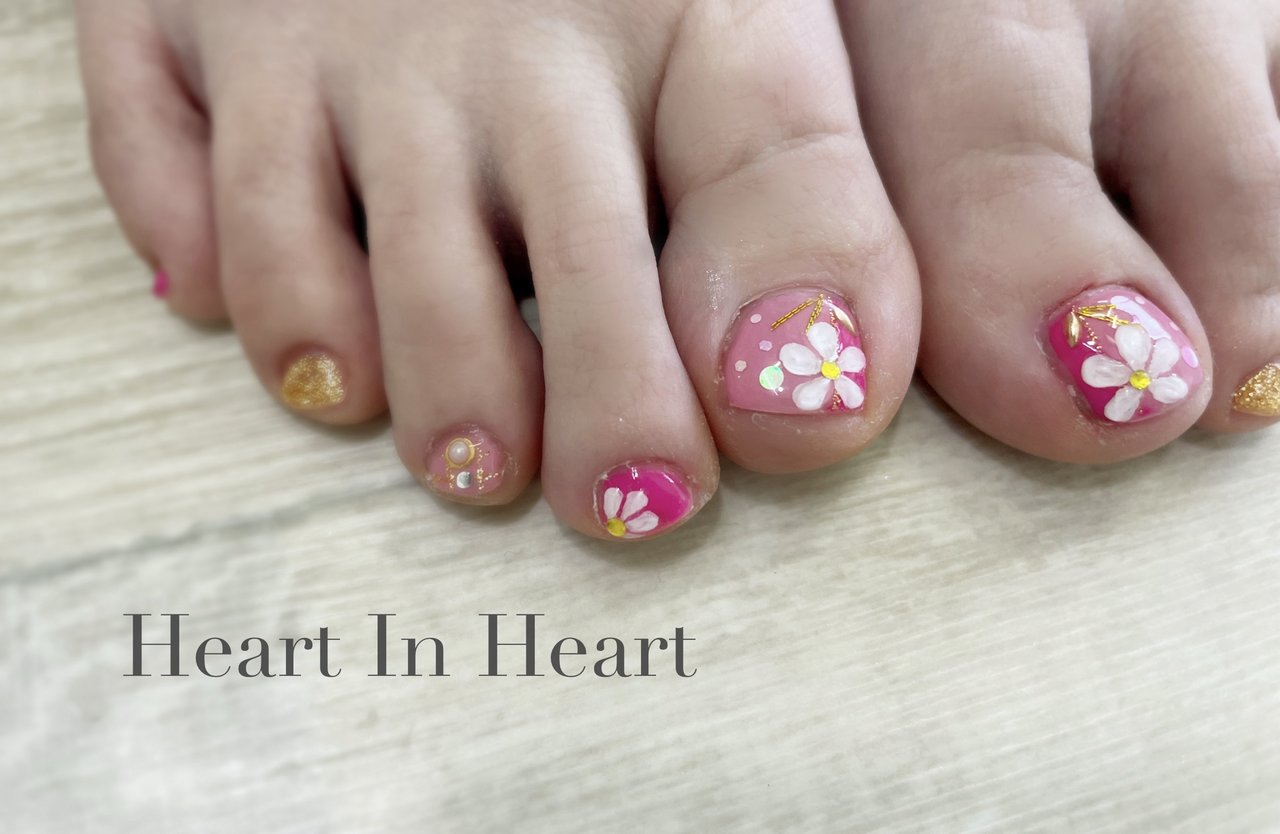 春/夏/海/リゾート/フット - Heart In Heartのネイルデザイン[No