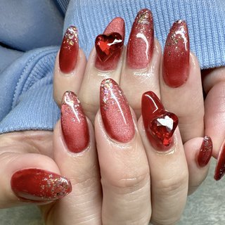 レッド(赤)/#5ミクロンマグネットのネイルデザイン｜ネイルブック