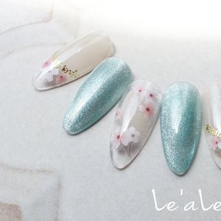 マグネット/水色/桜ネイルのネイルデザイン｜ネイルブック 
