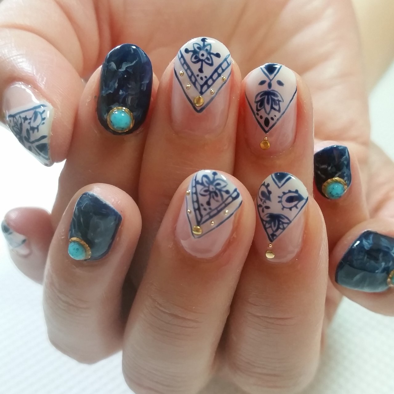 海 デート ハンド タイダイ デニム Nailsalon Neonのネイルデザイン No ネイルブック