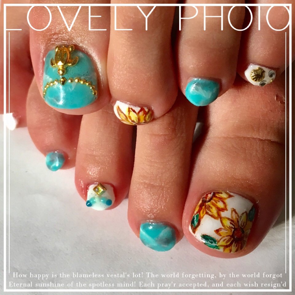 夏 旅行 海 浴衣 フット Home Nail Meguriのネイルデザイン No ネイルブック