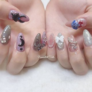 ネイル ネイルチップオーダー ニュアンス リング マーブル コーラル 紫