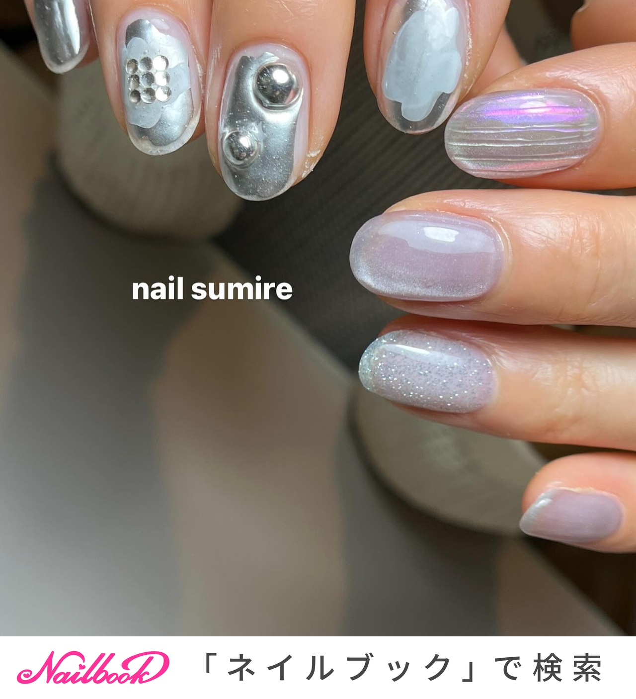 オーダーネイルチップNo.82 爽やか マグネット シルバー キラキラデザイン 定額デザイン💅 うるちゅる💓 #ネイル #nail #ジェルネイル