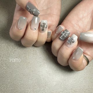 人気順｜ショート/グレー/クロムハーツネイルのネイルデザイン｜ネイル