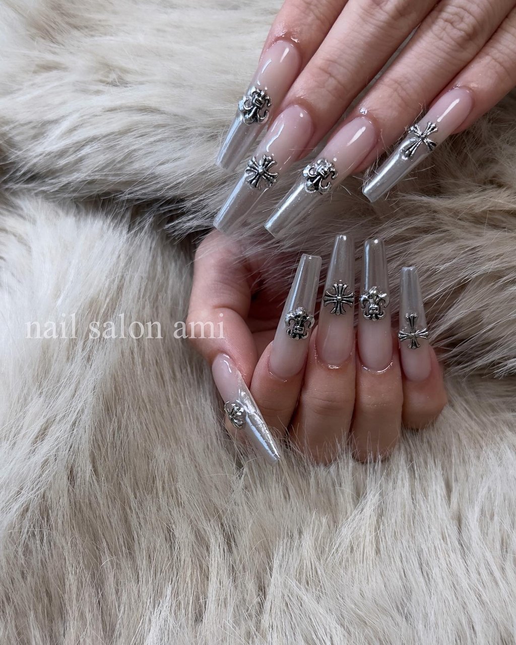 74))ミラーネイル フレンチガーリー ネイルチップ 埋めつくし ロングネイル 74))ミラーネイル フレンチガーリー ネイルチップ 埋めつくし