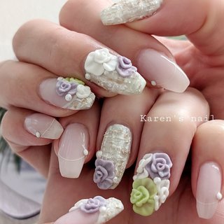 フラワー/3D/ツイードのネイルデザイン｜ネイルブック 